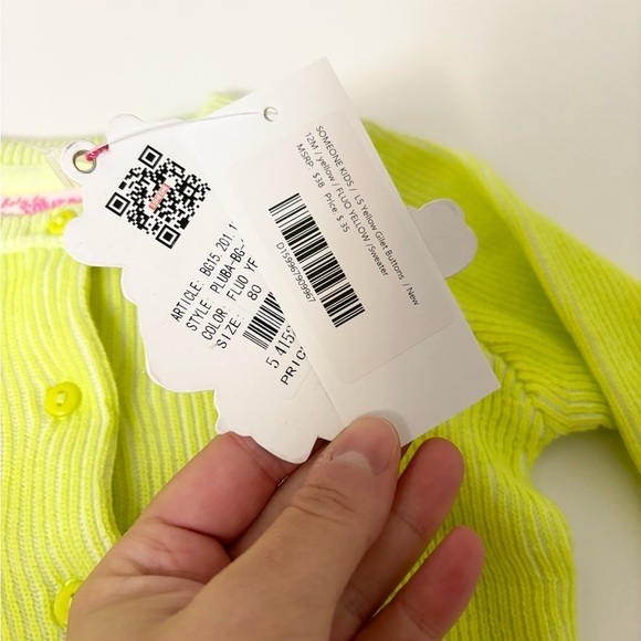 Someone Kids long sleeve yellow gilet buttons cardigan sweater size 12 mo new - Picture 4 of 4